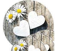 placemat Table mat Motiv Daisy at Wooden Board 4 Pieces Set Synthetics Washable Round Each Ø 38 cm