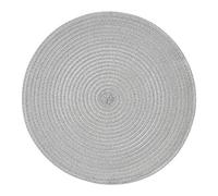 Placemat, Table Mat, Round, Woven, Single - Metallic Silver