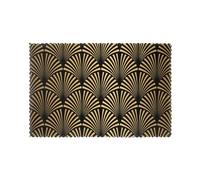Placemat,Table Mats Place Mats Waterproof Non-Slip Heat Resistant Washable Place Mats 6 pcs,Art Deco Pattern Seamless Black Gold