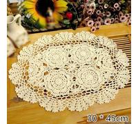 Placemat Table Place Mat Vintage Hand Crochet with Oval and Placemat Crafted from Cotton Suitable for Daily Operations with Simple Maintenance and Comfortable handling (Beige)