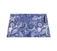 Placemats 1-6 Sets, Turkish Ancient Blue Art Pattern, Washable Placemats For Kitchen Dining Table, Suitable For Kitchen Heat Insulation Table Mats 30x45cm (12x18inches) 6 Pieces