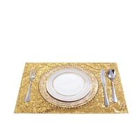 Placemats 10 Pieces Rectangle Placemat 35x45CM Sparkle Place Mats Glitter Bling Gold Silver Table For Kitchen Wedding Banquet