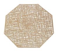 Placemats 15 inch Pressed Vinyl Round Table Mates for Dining Table Set of 6, Washable and Wipeable Kitchen Place Mat for Holiday Wedding Dinner Table Decoration Mat (Gold B)