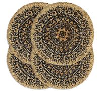 Placemats 4 pcs Dark Blue 38 cm Round Jute