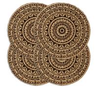Placemats 4 pcs Dark Brown 38 cm Round Jute