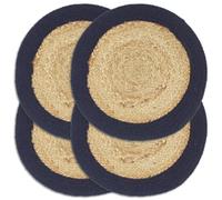 Placemats 4 pcs Natural and Navy Blue 38 cm Jute and Cotton