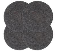 Placemats 4 pcs Plain Dark Grey 38 cm Round Jute