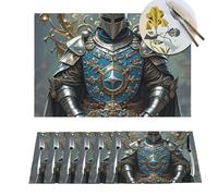 Placemats 4 PCS Washable Woven Place mats for Dining Coat Arms Knight Table Mats Farmhouse PVC Placemats for Dining Table Kitchen Decoration Party Holiday
