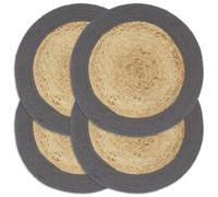 Placemats 4pc Anthracite & Natural 38cm Handwoven Jute-Cotton Round Table Decor