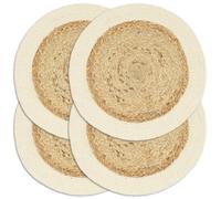 Placemats 4pcs Set Natural 38cm Round Jute & Cotton Handmade Soft Table Décor UK