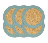 Placemats 6 pcs Natural and Green 38 cm Jute and Cotton