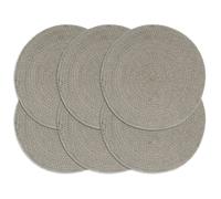 Placemats 6 pcs Plain Grey 38 cm Round Cotton
