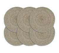Placemats 6 pcs Plain Grey 38 cm Round Jute