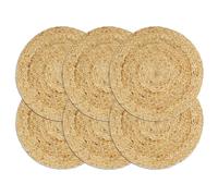 Placemats 6 pcs Plain Natural 38 cm Round Jute