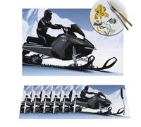 Placemats 6 PCS Washable Woven Place mats for Dining Snowmobile Table Mats Farmhouse PVC Placemats for Dining Table Kitchen Decoration Party Holiday