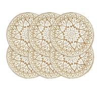 Placemats 6 pcs White 38 cm Round Jute
