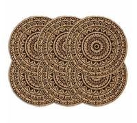 Placemats 6pc Dark Brown 38cm Round Handmade Jute Table Decor Rustic Set Premium