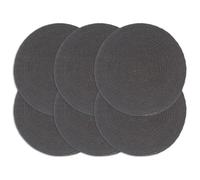 Placemats 6pc Dark Grey Jute 38cm Round Handmade Table Mats Woven Boho