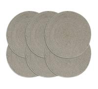 Placemats 6pc Grey 38cm Round Cotton Table Mats Set Heatproof Woven Kitchen Pack