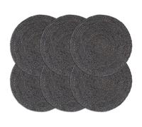 Placemats 6pcs Dark Grey 38cm Round Jute Handmade Soft Rustic Dining Set Unique