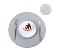 Placemats and Coaster Sets 1/2/6Sets Round Table Placemats and Coaster Set Fuax Leather PU Coffe Mat Cafe Pad Kitchen Accessories Grey(Y grey,2sets)