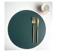 Placemats and Coaster Sets 1/4/10Set Round PU Faux Leather Placemats and Coasters Set Double Color Elegant Dining Table Mat Pad Party(RDS green cream,4sets)