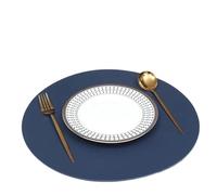 Placemats and Coaster Sets 1/4/6 Sets Round PU Leather Placemats and Coaster Set Insulation Mat Oil-Proof Waterproof Table Place Mats for Coffee Blue Green(Circle cream khaki,6sets)