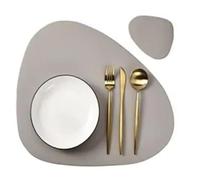 Placemats and Coaster Sets 1/4/6Set Halloween Placemat with Coaster Tableware Pad Heat Insulation Leather Western Tablemat(Grey,6sets)