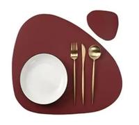 Placemats and Coaster Sets 1/4/6Set Halloween Placemat with Coaster Tableware Pad Heat Insulation Leather Western Tablemat(Red,6sets)