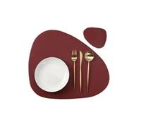 Placemats and Coaster Sets 1/4/6sets Cream Placemat and Coaster Set Oil-Proof Waterproof for Kitchen Irregular Shape PU Leather(Color 8,Color 2)