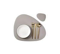 Placemats and Coaster Sets 1/4/6sets Cream Placemat and Coaster Set Oil-Proof Waterproof for Kitchen Irregular Shape PU Leather(Color 3,4sets)