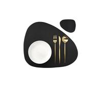 Placemats and Coaster Sets 1/4/6sets Cream Placemat and Coaster Set Oil-Proof Waterproof for Kitchen Irregular Shape PU Leather(Color 2,6sets)
