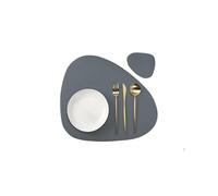 Placemats and Coaster Sets 1/4/6sets Cream Placemat and Coaster Set Oil-Proof Waterproof for Kitchen Irregular Shape PU Leather(Color 4,Color 2)