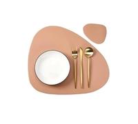Placemats and Coaster Sets 1/6/10sets Christmas Placemat and Coaster Set Oil-Proof for Kitchen Irregular Shape PU Leather(Pink,10sets)