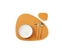 Placemats and Coaster Sets 1/6/10sets Christmas Placemat and Coaster Set Oil-Proof for Kitchen Irregular Shape PU Leather(Orange,10sets)