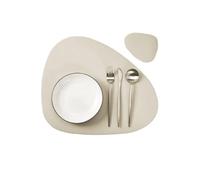 Placemats and Coaster Sets 1/6/10sets Christmas Placemat and Coaster Set Oil-Proof for Kitchen Irregular Shape PU Leather(Beige,6sets)