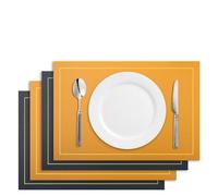 Placemats and Coaster Sets Of 4 Dual-Sided PU Table Mat Hot Resistant Place Mats for Dining Decor for Kitchen Indoor Outdoor Party(Color5,Set of 4)