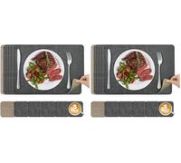 Placemats and Coasters Set 6: KitchenBoss Dual Sided Place Mats for Table, Wipeable Black Dinner Mat Coaster Sets, Non Slip Washable Dining Table Plate Mats，43 * 30cm (Beige) (Pack of 2)