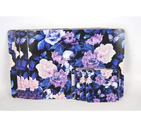 Placemats and Coasters Set of 4 Mats Black with Blue Pink Lilac Flower Design