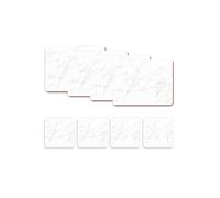 Placemats and Coasters Set of 4 - Printed Design, Heat Resistant, Waterproof, Non-Slip Cork Table Mats in Matte Finish, Elegant Placemats & Coasters for Cups, Mugs, Plates & Pans - White Marble Print