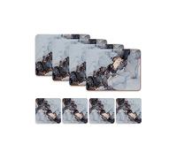 Placemats and Coasters Set of 4 - Printed Design, Heat Resistant, Waterproof, Non-Slip Cork Table Mats in Matte Finish, Elegant Placemats & Coasters for Cups, Mugs, Plates & Pans - Day Marble