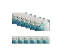 Placemats and Coasters Set of 6 - Printed Design, Heat Resistant, Waterproof, Non-Slip Cork Table Mats in Matte Finish, Elegant Placemats & Coasters for Cups, Mugs, Plates & Pans - Aqua Marble