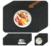 Placemats and Coasters Set of 8, Washable Heat-Resistant Felt Place Mats with Coasters and Cutlery Bags, 41x 30cm Non-Slip Dining Table Mats for Kitchen Party Dining Table