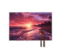 Placemats, Beach Sunset Place Mats Set of 4, Dining Table Non-Slip Washable Canvas Table Mats for Kitchen Dining Table Decoration Indoor Outdoor