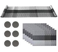 Placemats,Christmas Table Mats,Table Mats and Coasters Set of 6 with Table Runner 180cm,Table Mats Set of 6,Resistant Anti Slip Table Place Mats for Home Restaurant