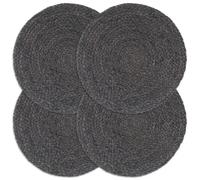 Placemats Dark Grey 38cm Round Jute Handmade Table Mats Set of 4 Soft Comfy Eco