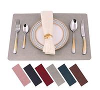 Placemats for Dining Table Set of 4,Design-Classic Faux Leather Eco-Friendly Place Mats,Waterproof&Stain Resistant Table Mats,Washable,Heat-Resistant,Non-Slip for Dining Table Decor (Grey,4)