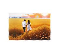 Placemats for Dining Table Set of 6 12x18in HHGFASD Love in the wheat field Pattern for hotel Family Banquet