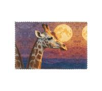 Placemats for Dining Table Set of 6 12x18in VVXBHGR Giraffe looking at the moon Prints for hotel Family Banquet