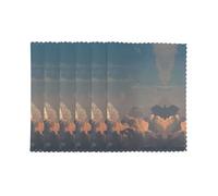 Placemats for Dining Table Set of 6 12x18in YTUOPWE Airplane in the colorful clouds Picture for hotel Family Banquet